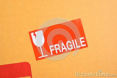 cardboard paper box with fragile sign, packaging industry Stock Photo
