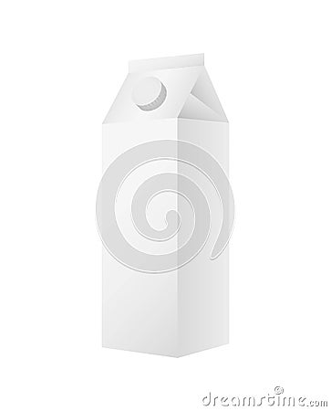 Cardboard rectangular high box maquette packaging for milk, juice and drinks, vector illustration on white background Vector Illustration