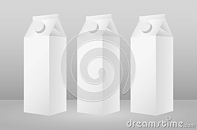 Cardboard rectangular high and small boxes maquette packaging for milk, juice and drinks, vector illustration on gray background Vector Illustration