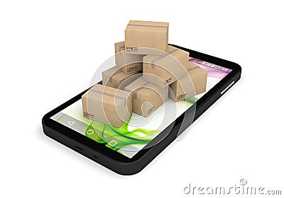Cardboard smartphone delivery box package Stock Photo