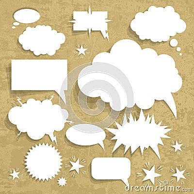 Cardboard Structure With Paper Speech Bubble, Vector Illustration. Grunge Background Vector Illustration