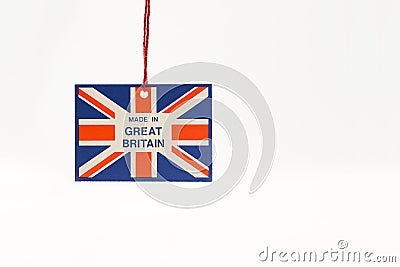 Cardboard tag on a string with a flag and the inscription made in great Britain Stock Photo