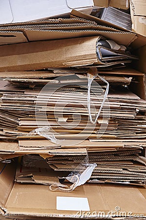 Cardboard trash. Recycle and reuse carton waste. Clean environmental Stock Photo