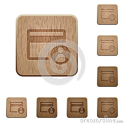 Cardholder of credit card wooden buttons Stock Photo