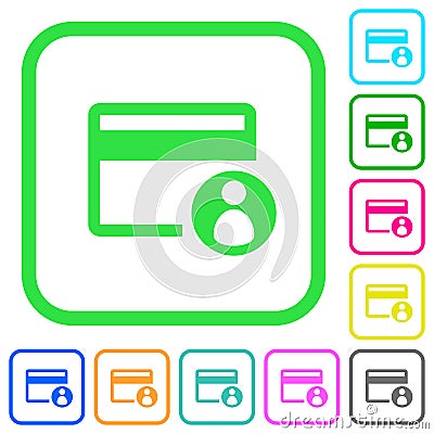 Cardholder of credit card vivid colored flat icons Stock Photo