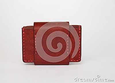 Cardholder wallet in Leather red Stock Photo