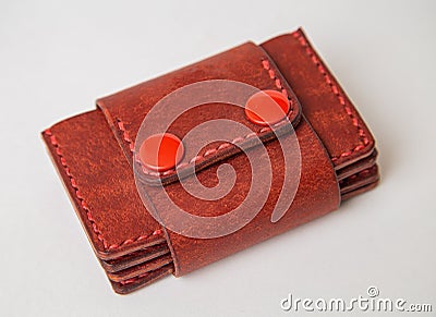 Cardholder wallet in Leather red Stock Photo