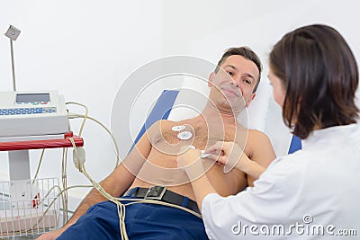cardiac stress test ecg tracings Stock Photo