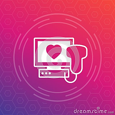 cardiac ultrasound scanner icon, sonography vector Vector Illustration