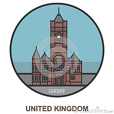 Cardiff. Cities and towns in United Kingdom Vector Illustration