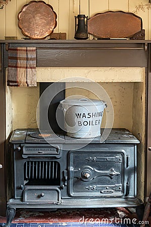 Interior ironworker`s terrace house at St Fagans National Museum of History in Cardiff on April 27, 2019 Editorial Stock Photo