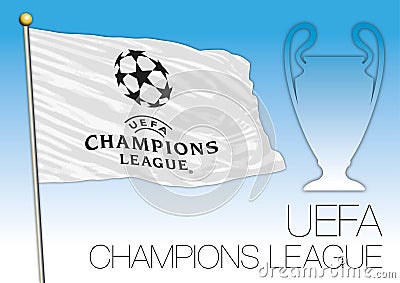 CARDIFF, UNITED KINGDOM, JUNE 2017 - Final match Champions League Cup, UEFA flaf and symbol Vector Illustration