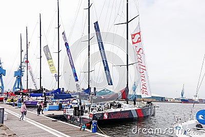 Volvo Ocean Race Yachts Docked in Cardiff Editorial Stock Photo