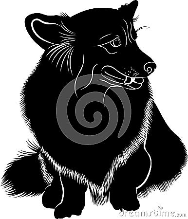 Cardigan Welsh Corgi. Welsh Corgi. Silhouette of a dog of breed Pembroke Welsh Corgi. Vector Illustration