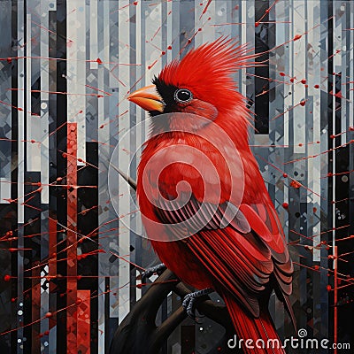 The Cardinal: A Striking Painting By Steve Yost Stock Photo