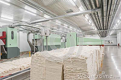 Carding machine in textile factory Stock Photo