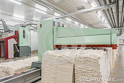 Carding machine in textile factory Stock Photo