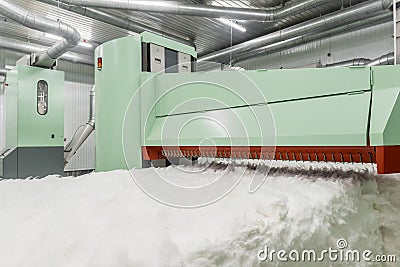 Carding machine in textile factory Stock Photo