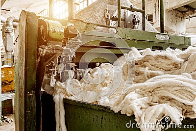 Carding machine for textile mill Stock Photo