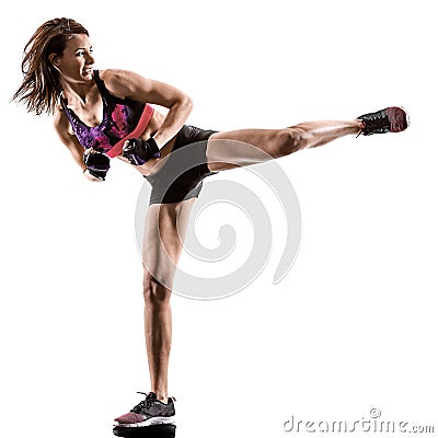 Cardio boxing cross core workout fitness exercise aerobics woman Stock Photo