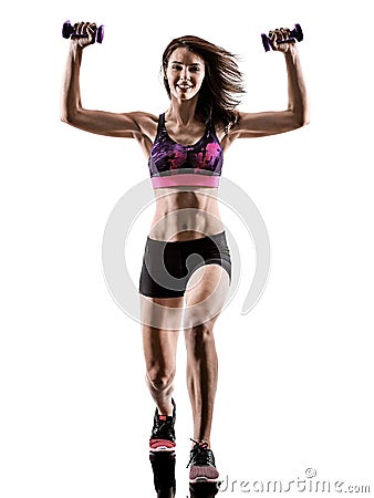 Cardio boxing cross core workout fitness exercise aerobics woman Stock Photo