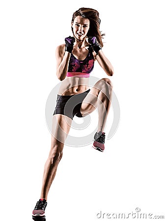 Cardio boxing cross core workout fitness exercise aerobics woman Stock Photo