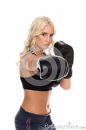 Cardio Boxing Straight Right Stock Photo