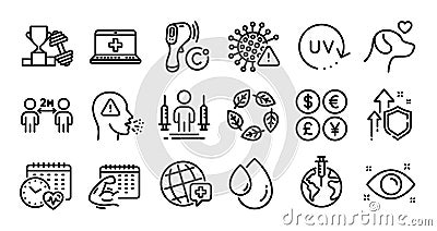 Cardio calendar, World medicine and Fitness calendar line icons set. Vector Vector Illustration