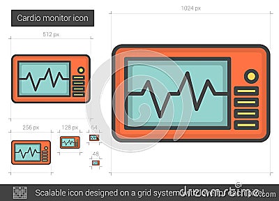 Cardio monitor line icon. Vector Illustration