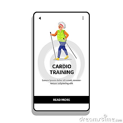 Cardio Training Exercising Old Lady Athlete Vector Vector Illustration