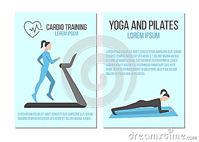 Cardio training yoga and pilates banners Vector Illustration