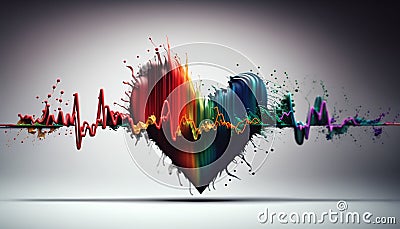 cardiogram in the form of multi-colored paints, generative ai Stock Photo