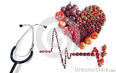 Cardiogram heart health and nutrition concept Stock Photo