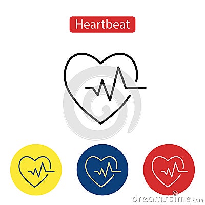 Cardiogram icon. Heart icon with sign heartbeat. Vector Illustration