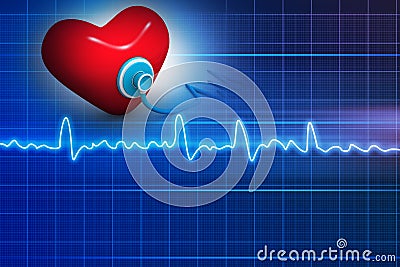Cardiogram, love and stethoscope Stock Photo