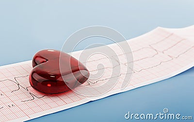 Cardiogram pulse trace and heart concept for cardiovascular medical exam Stock Photo