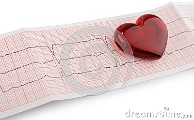 Cardiogram pulse trace and heart concept for cardiovascular medical exam Stock Photo