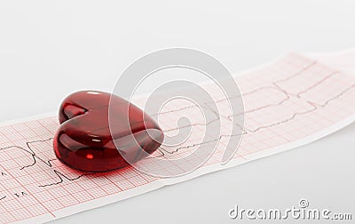 Cardiogram pulse trace and heart concept for cardiovascular medical exam Stock Photo