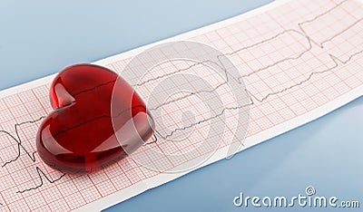 Cardiogram pulse trace and heart concept for cardiovascular medical exam Stock Photo