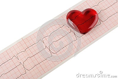 Cardiogram pulse trace and heart concept for cardiovascular medical exam Stock Photo