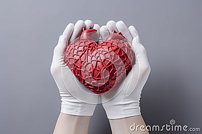 Cardiologist or cardiothoracic surgeon holds a heart model in their hands Stock Photo