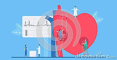 Cardiology vector illustration. This heart disease problem called arrhythmia. Diagnostic and analysis of failure system of Vector Illustration