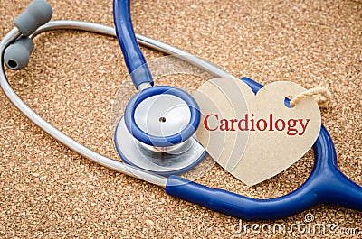 CARDIOLOGY words and stethoscope. Stock Photo