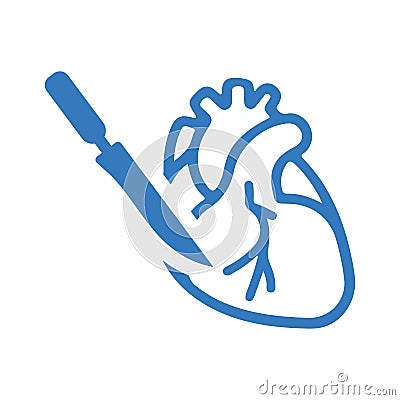 Cardiothoracic surgery, heart surgery icon. Blue color design Vector Illustration