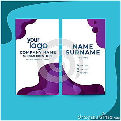 Purple abstract Clean and simple business card namecard design Vector Illustration