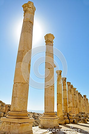 The Cardo Colonnaded Street, Jerash (Jordan) Stock Photo