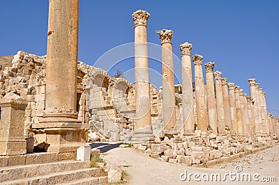 The Cardo Colonnaded Street, Jerash (Jordan) Stock Photo