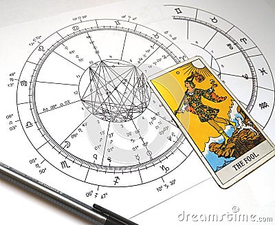 Astrology Natal Chart Tarot The Fool Stock Photo