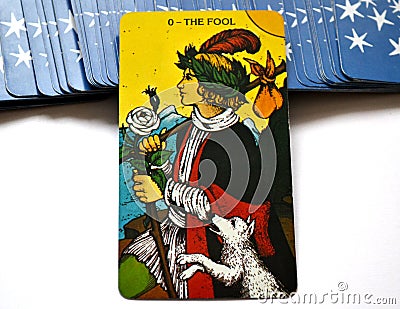 The Fool Tarot Card Begginins Rebirth Stock Photo