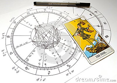 Astrology Natal Chart Tarot The Fool Stock Photo